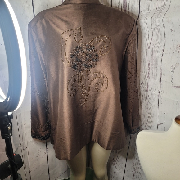 Vintage Anage Brown Silk/Sequin Jacket - Picture 6 of 11